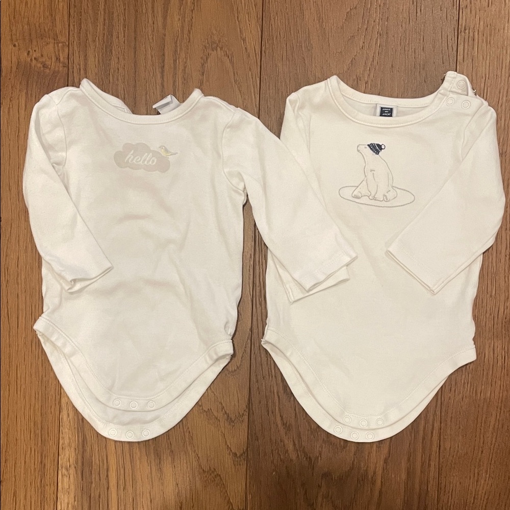 Janie and Jack Cream Baby Bodysuit Duo